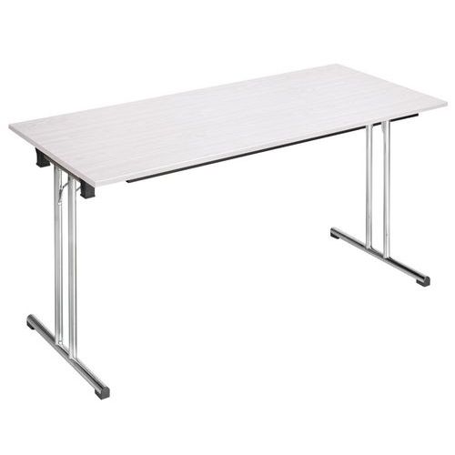 Table Pliante Chromeline 140 X 70 Cm Blanc Pied Chromé