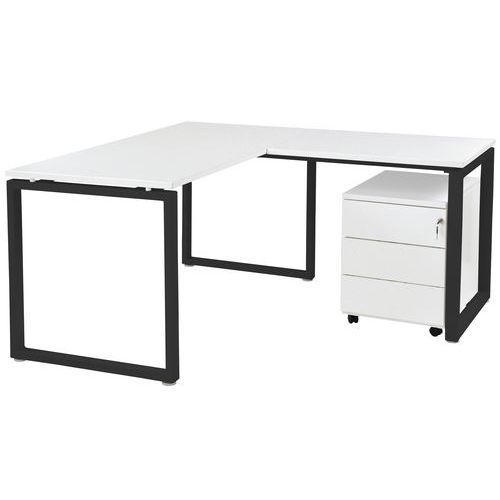 Table Office Pro Pied Carre 180 X 80 Cm Gris Pied Noir