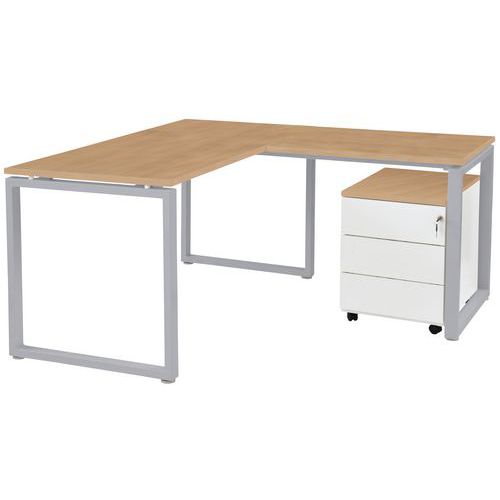 Table Office Pro Pied Carre 120 X 80 Cm Chêne Pied Alu