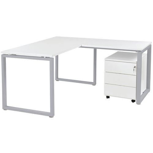 Table Office Pro Pied Carre 120 X 80 Cm Gris Pied Alu