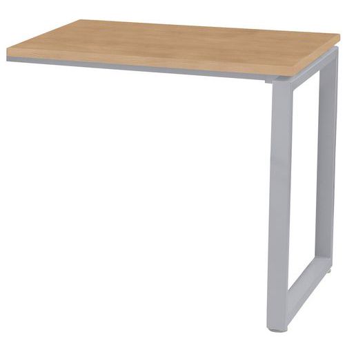 Retour de bureau Office Pro 80x60 cm Chêne - Pieds Carrés Aluminium Gris - Éco-responsable