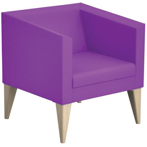 Fauteuil Punto Pied Bois Tissu Magenta
