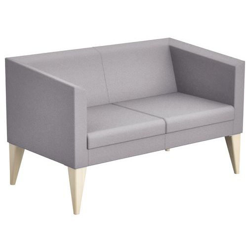 Sokoa - Canapé 2 places PUNTO tissu Gris moyen - Pieds bois - Eco-responsable - 120.5 cm