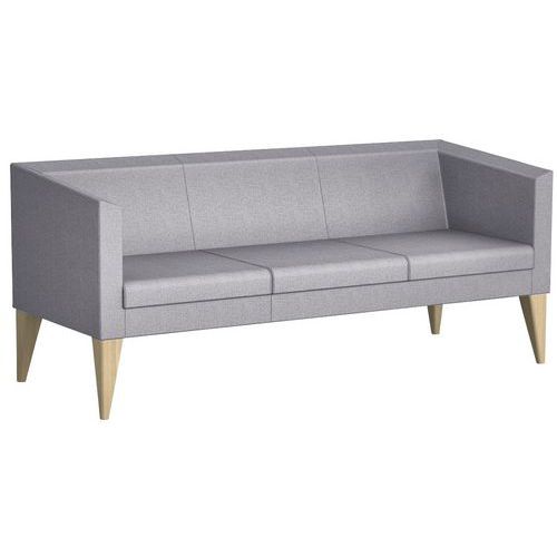 Canapé 3 Places Punto Pied Bois Tissu Gris Moyen