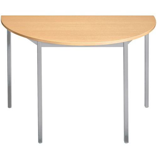 Table Universalis Demi-rond 160x80 Plt Hêtre/9006 Aluminium