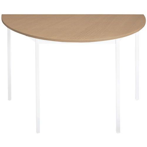 Table Universalis Demi-rond 120x60 Plateau Chêne/9016 Blanc