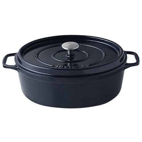 Cocotte en fonte ovale 31 cm -INVICTA- Bleu Réglisse Cocotte en fonte ovale 31 cm -INVICTA- Bleu Réglisse