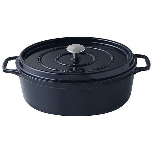 Cocotte en fonte ovale 35 cm -INVICTA- Bleu Réglisse Cocotte en fonte ovale 35 cm -INVICTA- Bleu Réglisse