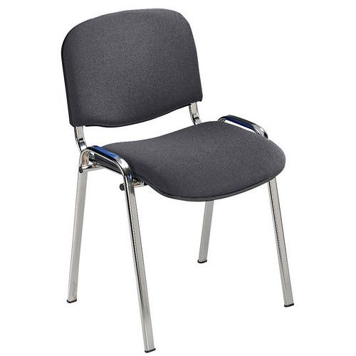 GMCE - Lot de 5 Chaises Cluny Tissu Gris - Empilable - Assise 46x46cm - Structure Métal Chromé - 5 Ans Garantie