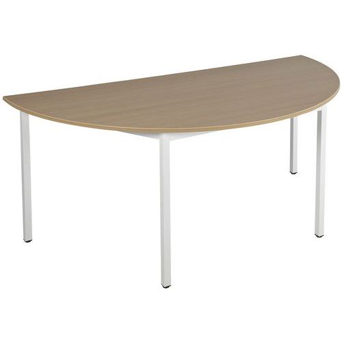 Table Universalis Demi-rond 160x80 Plateau Chêne/9016 Blanc
