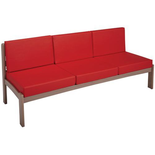 Chauffeuse 3 Places Autize Structure Taupe Pvc Rouge