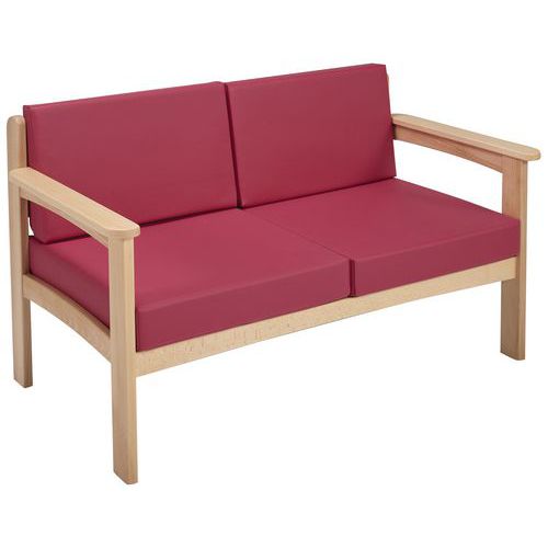 Canapé 2 Places Autize Structure Naturel Pvc Fuchsia