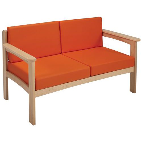 Canapé 2 Places Autize Structure Naturel Pvc Orange