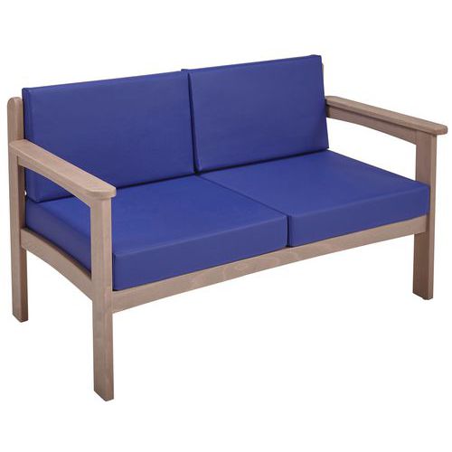 Canapé 2 Places Autize Structure Taupe Pvc Bleu