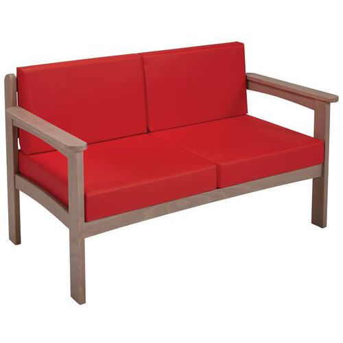 Canapé 2 Places Autize Structure Taupe Pvc Rouge