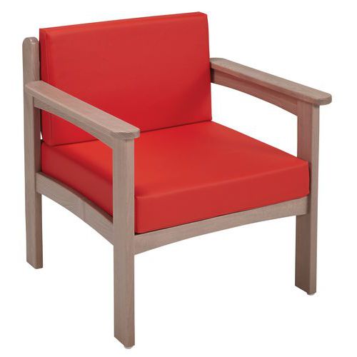 Fauteuil Autize Structure Taupe Pvc Rouge