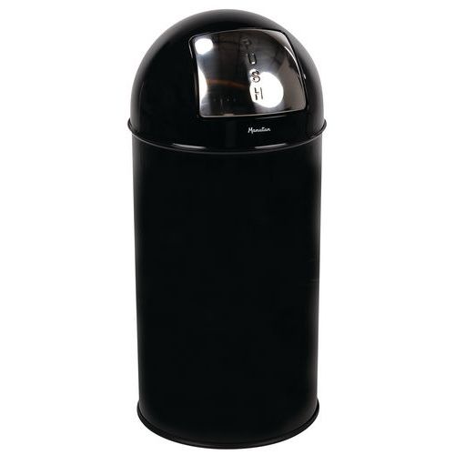 Manutan Expert - Poubelle à clapet poussoir ignifuge 40 L Noir - Métal Acier - Intérieur - Garantie 10 ans