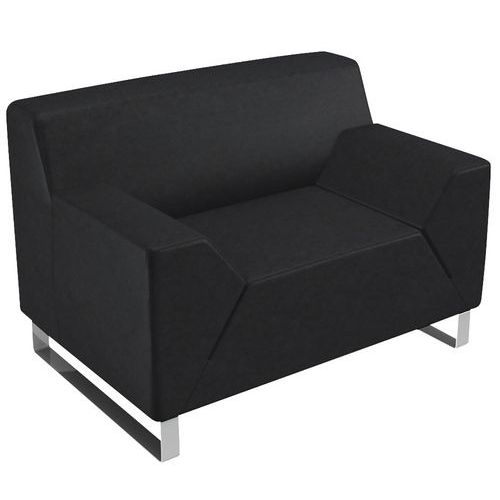 Fauteuil Asso 1 Place Piètement Chrome Enduit Pvc Noir