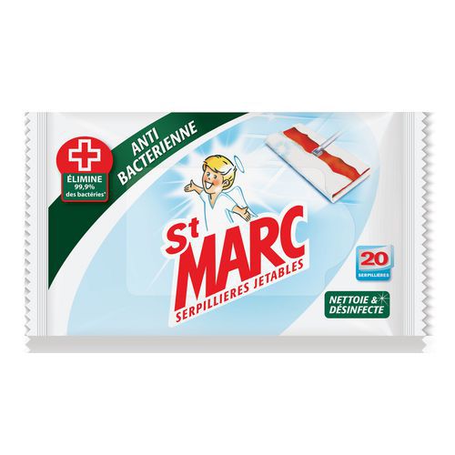St Marc serpillières jetables imprégnées antibactérien - Paquet de 20 St Marc serpillières jetables imprégnées antibactérien - Paquet de 20