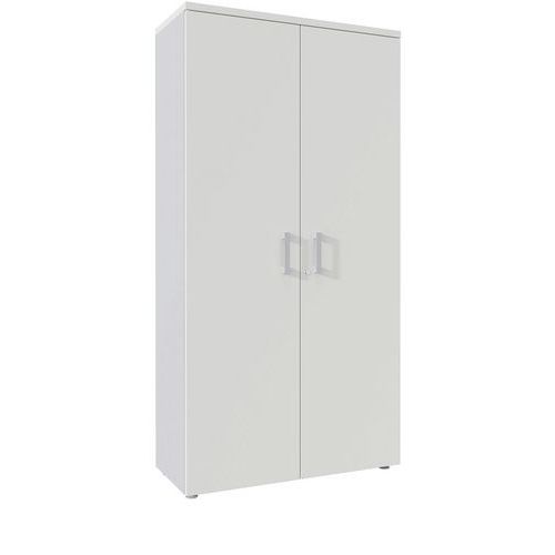 Armoire Haute H197xl100xp45 Cm 5 Tab. Métal Argent/blanc