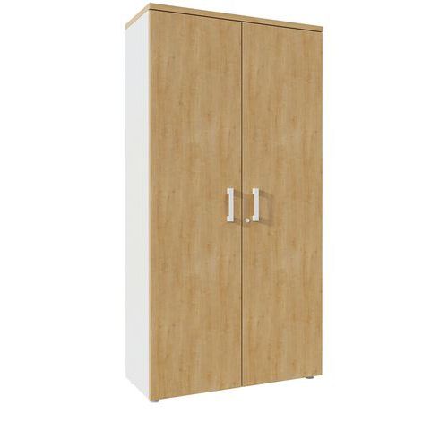 Armoire Haute H197xl100xp45 Cm 5 Tab. Métal Blanc/chêne Auth