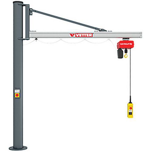 Potence légère aluminium sur fût - Capacité 80KG, Portée 3,9M - Vetter Krantechnik