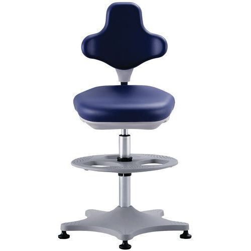 Siège Laboratoire Blanc/bleu Type:labster 3 Ass H Max:80 Cm