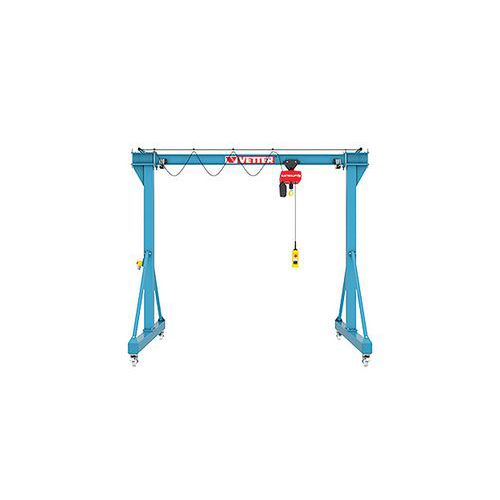 Portique d'atelier mobile - Capacité 500KG, portée 5M - Vetter Krantechnik