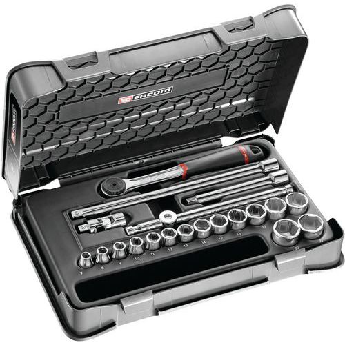 Coffret douilles 3/8 6 pans métriques Coffret douilles 3/8 6 pans métriques