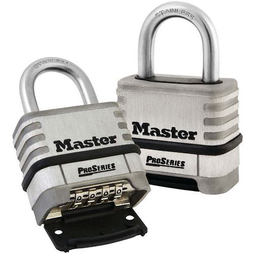 Master Lock - Cadenas à combinaison ProSeries Inox - Anse 28 mm - 4 molettes - Haute sécurité