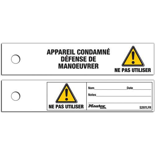 Master Lock - Étiquette de consignation - Blanc - Lot de 10 - Anse 7mm - Idéal sécurité