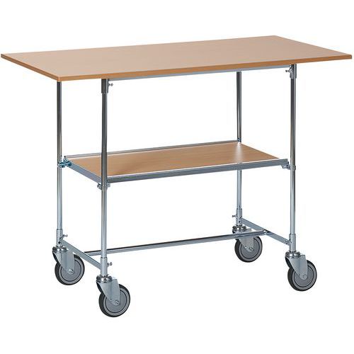 Table Mobile Chêne - 2 Plateaux 1200x600 Mm - 100 Kg