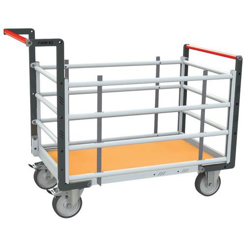 Fimm - Chariot Modulaire Tube 2 Dos+2 Rid 100x60cm 50kg - Acier, Bois Médium, Roues TPE Ø160mm - Éco-responsable