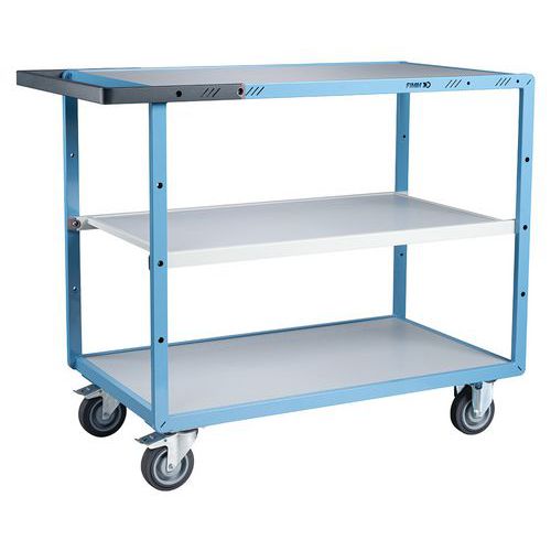 Fimm - Servante mécano-soudée 3 plateaux - 100x60 cm, 250 kg, roues TPE - Éco-responsable