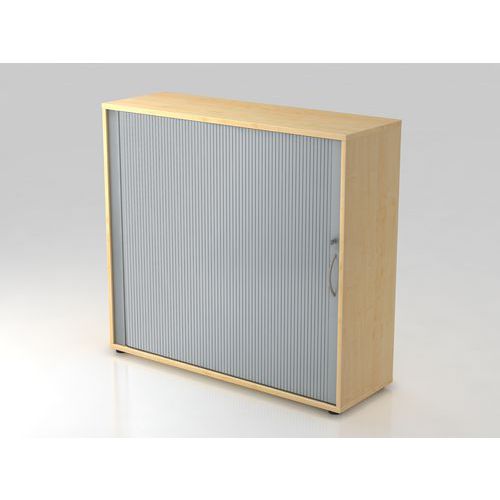 Armoire À Rideau Horizontale-courbée-3 Cases-érable-argent