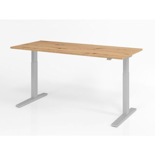 Bureau Assis-debout Série Xmka-180x80cm-chêne Ambré-argent