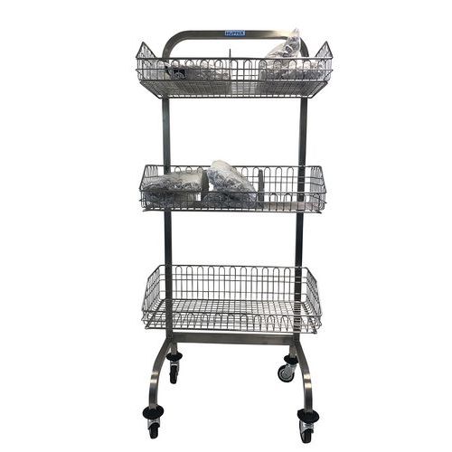 Hupfer - Chariot médical inox 3 paniers 3 séparateurs - 180 kg - Éco-responsable