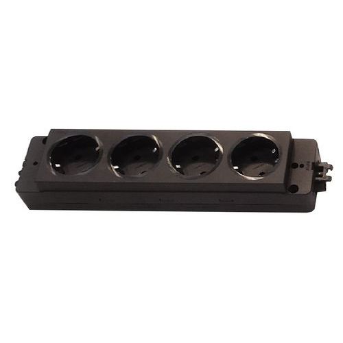 Hammerbacher - Bloc multiprise DE 4 prises - Noir - 250V - 6cm hauteur