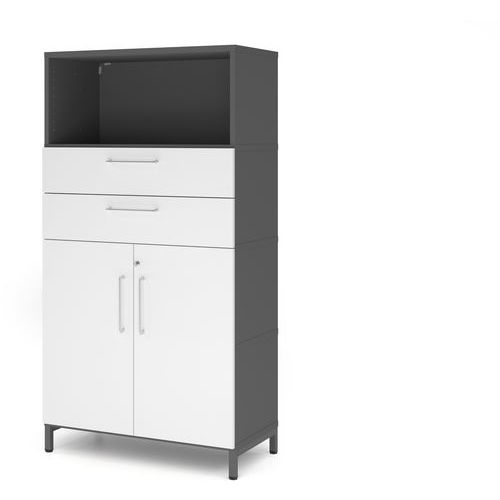 Armoire 4 Étagères- Ouverture Partielle-graphite-blanc