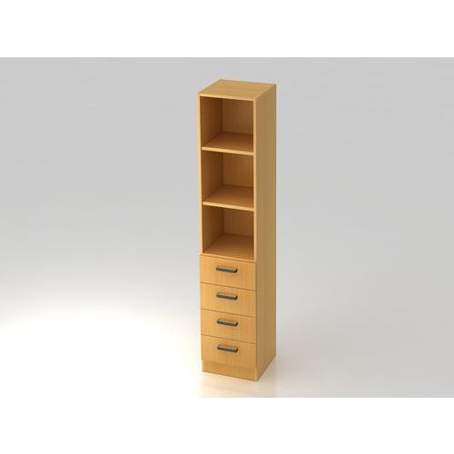 Armoire À 4 Tiroirs-poignée Métal-5 Niveaux-hêtre-hêtre