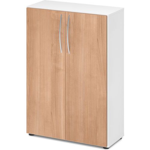 Armoire À Portes Basic-3 Niveaux-blanc-noyer