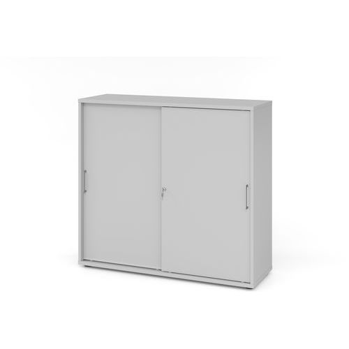 Armoire Portes Coulissantes Poignées Métal-3 Cases-gris-gris
