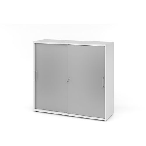 Armoire Portes Coulissantes - Métal-3 Cases-blanc-argent