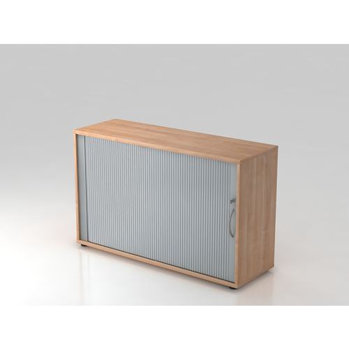 Armoire Rideau Horizontale-- Courbée-2 Cases-noyer-argent