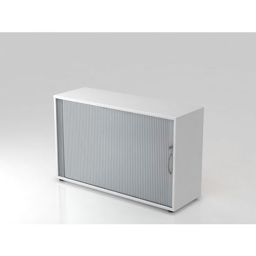 Armoire Rideau Horizontale-- Courbée-2 Cases-blanc-argent