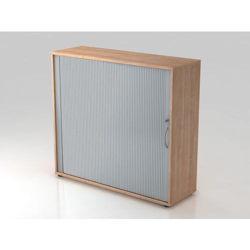 Armoire Rideau Horizontale-- Courbée-3 Cases-noyer-argent