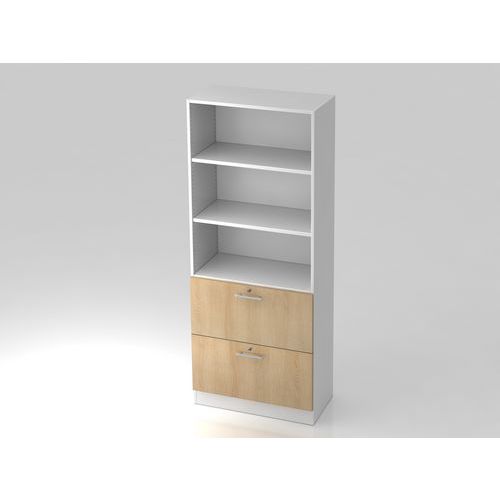 Armoire Avec Support D'archives-5 Niveaux-blanc-chêne