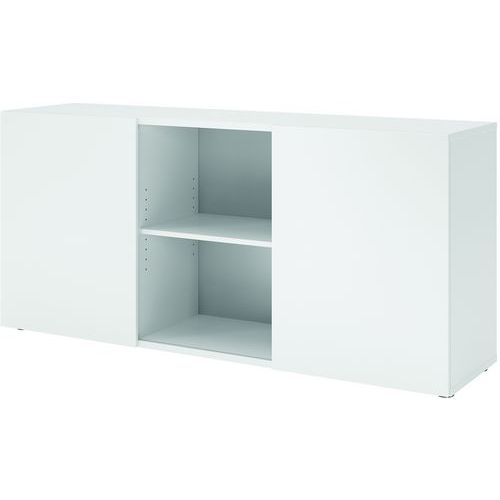 Armoire Basse À Portes Flottantes-blanc-blanc