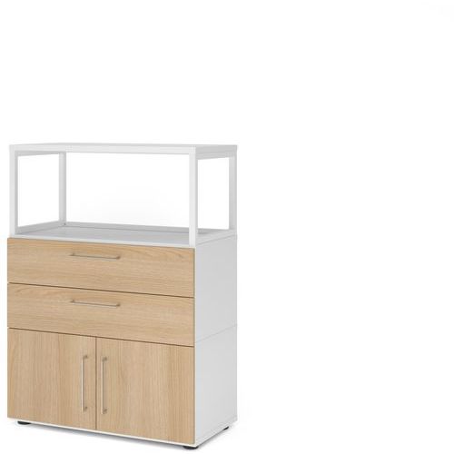 Armoire Combi À 3 Étagères-cadre Ouvert-blanc-chêne
