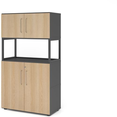 Hammerbacher - Armoire Combi 4 Niveaux - Graphite Chêne - 394x400mm - Éco-responsable